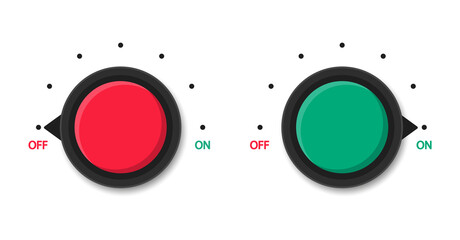 Aufkleber - Toggle switch on and off. Red and green round buttons. Scales meter. Power levels. Vector gauge.