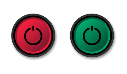 Aufkleber - On and off button. Start and stop. Red and green round buttons. Vector