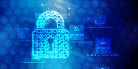 Poster - 2d illustration Safety concept: Closed Padlock on digital background