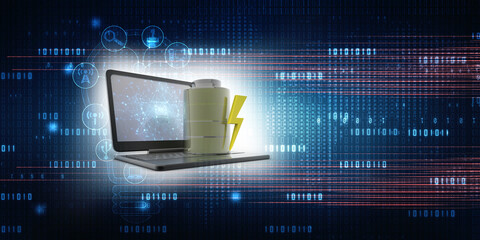 Poster - 3d illustration laptop with battery power

