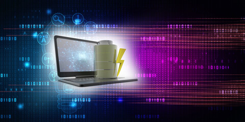 Poster - 3d illustration laptop with battery power
