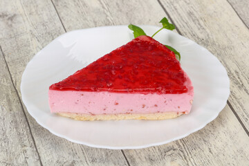 Wall Mural - Soft Raspberry cheesecake served mint