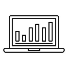 Poster - Laptop conversion rate graph icon. Outline laptop conversion rate graph vector icon for web design isolated on white background