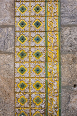 Wall Mural - Old Brown And Green Tiles (Azulejos), With Border, Braga, Portugal