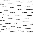 © Marina - Wavy line hand drawn seamless pattern. Freehand pen drawing black vector texture