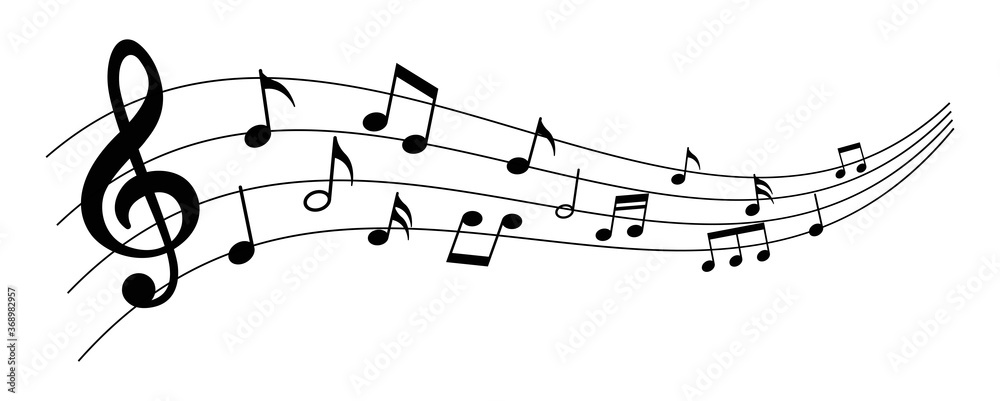 Obraz Set of musical notes. Black musical note icons. Music elements. Treble clef. Vector illustration. fototapeta, plakat