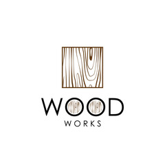 Wall Mural - Wood work logo vector with wood pattern on square shape