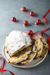 Wall Mural - Traditional homemade stollen with raisins