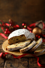 Wall Mural - Traditional homemade stollen with raisins