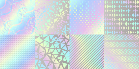 Poster - Abstract Creative Holographic Gradient Texture Set. Vector
