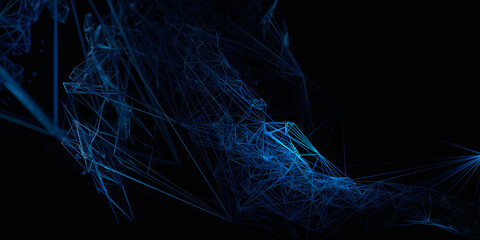 Poster - Abstract 3d render, dark futuristic background design