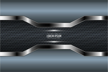 Poster -  Metallic background.Blue and silver with carbon fiber texture. Metal technology concept.