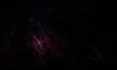 Poster - Abstract 3d render, dark futuristic background design