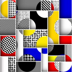 Leinwandbilder - Paper cut shapes design pattern. Seamless vector geometric pattern. Patchwork block layered style.