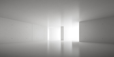 Poster - Abstract architecture space, Interior with concrete wall. 3d render.