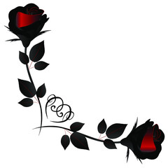 Wall Mural - Corner ornament with roses, design element.