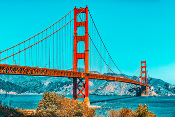 Wall Mural - Panorama of the Gold Gate Bridge and the other side of the bay. San Francisco.