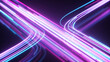 © flashmovie - Blue and purple neon stream. High tech abstract curve background. Striped creative texture. Information transfer in a cyberspace. Rays of light in motion. 3d illustration