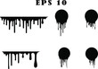 Black dripping ink painted oil drips liquid drops art messy paint splatter melt fluid spots. Dripping paint swashes just a collection of various size paint drips. Only commercial use