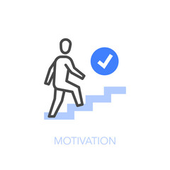 Poster - Motivation symbol with a person walking up the stairs to his goal. Easy to use for your website or presentation.
