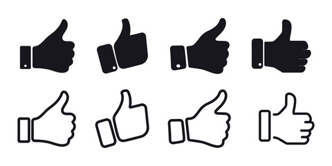 Fototapete - Thumbs Up and Thumbs Down Hands. Like and dislike thumb button vector icon. Ok and bad sign. like or dislike decision . Positive and negative choice. Social style of buttons. Check mark flat design