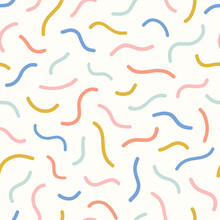 Abstract Squiggle Pattern Design. Fun Vector Seamless Repeat Of Wavy Lines.