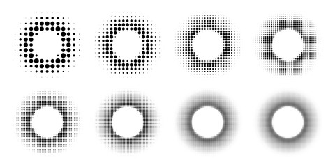 Poster - Abstract dotted circles halftone set pop art design texture