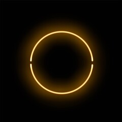 Poster - Abstract golden neon luminous ring on black background