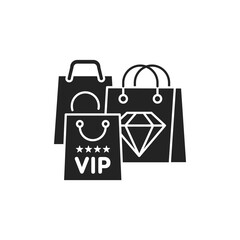 Wall Mural - Vip shopping glyph black icon. Luxury lifestyle concept. Sign for web page, mobile app, button, logo.