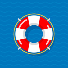 Life Preserver Buoy Ring Help Icon. Lifebuoy Saver Raft Swim Vector Jacket