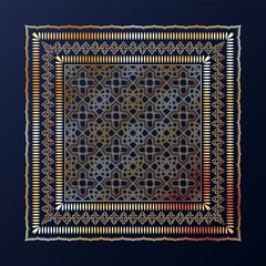 Wall Mural - Arabic style golden ornamental vector pattern on black background.
