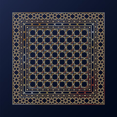 Wall Mural - Arabic style golden ornamental vector pattern on black background.