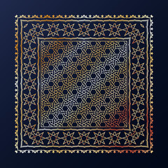 Wall Mural - Arabic style golden ornamental vector pattern on black background.