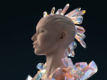 Artificial Woman Head With Crystals