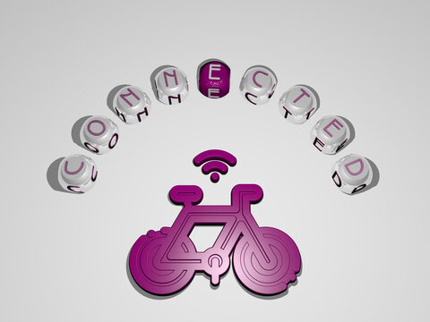 3D illustration of connected graphics and text around the icon made by metallic dice letters for the related meanings of the concept and presentations. background and abstract