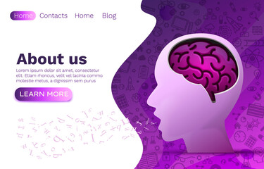 Wall Mural - head brain idea web site, creative human brainstorm, design concept. Vector