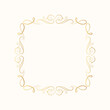 © Kirill - Calligraphic gold scrolls for invitation card. Vector isolated vignette ornate frame. Hand drawn golden vintage swirl border.