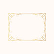 © Kirill - Hand drawn golden rectangular swirl border. Vector isolated vintage royal frame with gold filigree decor elements. Royal wedding invitation card.