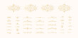 © Kirill - Set of gold motif vignette dividers with filigree art deco elements.  Vector isolated victorian golden borders, swirls and scrolls.. Classic wedding invitation card calligraphic lines.