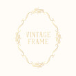 © Kirill - Hand drawn gold filigree ornate classic wedding border. Vintage oval royal frame with swirls and scrolls for certificate.  Vector isolated golden calligraphic invitation card template.