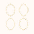 © Kirill - Set of hand drawn golden vintage oval swirl frames. Royal ornate fancy round borders for wedding. Vector isolated filigree invitation card templates.