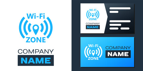 Poster - Logotype Wi-Fi wireless internet network symbol icon isolated on white background. Logo design template element. Vector.