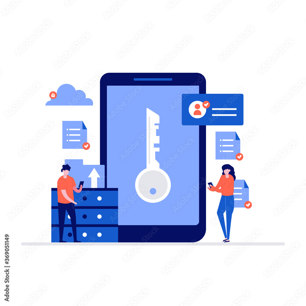 File storage vector illustration concept with characters. Modern flat ...