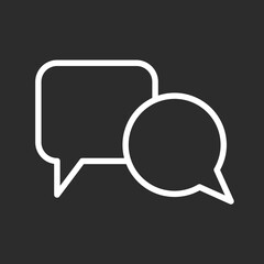Fototapete - Square and round speech balloons on black background. Note, message, notification icon. Empty template background.