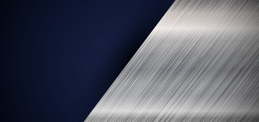 Wall Mural - Abstract banner web elegant silver metallic diagonal on dark blue background