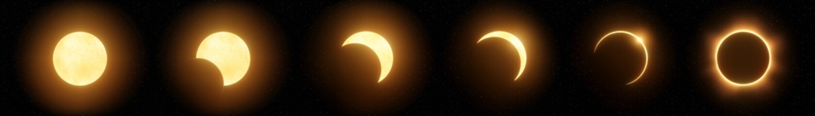 Wall Mural - representation of different phases of a solar eclipse. illustration