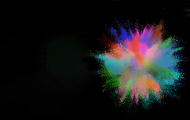 Wall Mural - abstract multicolor powder explosion isolated on black background. high resolution texture
