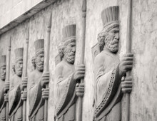 Achaemenid Soldiers Reliefs On Concrete Wall, Tehran, Iran 