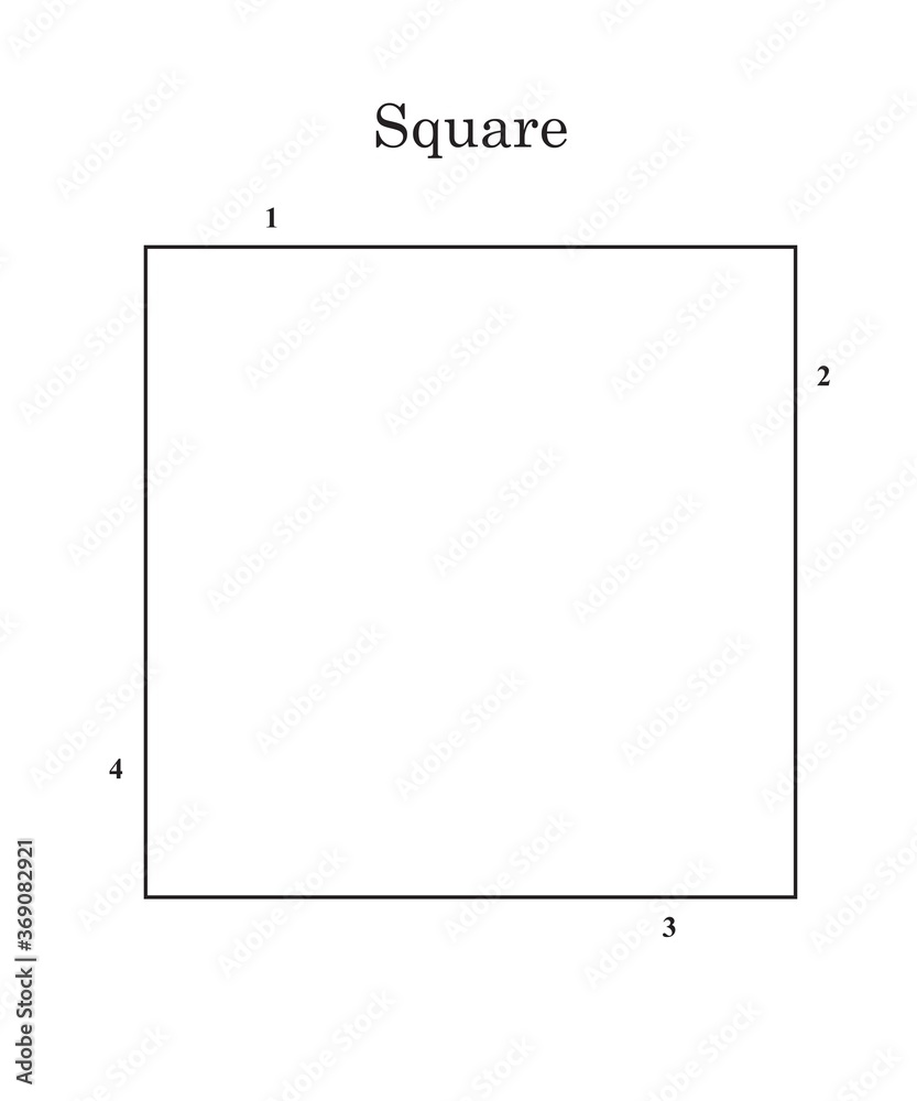 Simple black and white square with label at the top and the four sides ...