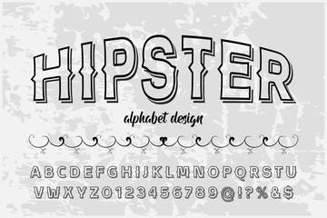 alphabet vintage font, typeface design, black and gray style background